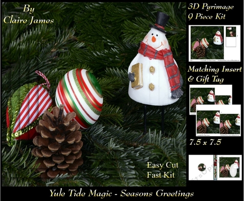 Yule Tide Magic - Christmas Decorations  - 3D Pyramid/pyrimage + Insert & Gift Tag