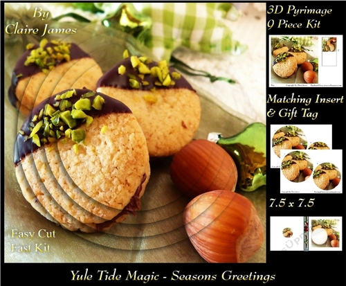 Yule Tide Magic - Christmas Munchies - 3D Pyramid/pyrimage + Insert & Gift Tag