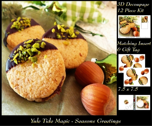 Yule Tide Magic - Christmas Munchies - 3D Decoupage Unique Design kit + Insert & Gift Tag