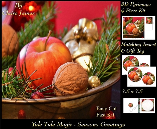 Yule Tide Magic - Christmas Munchies - 3D Pyramid/pyrimage + Insert & Gift Tag