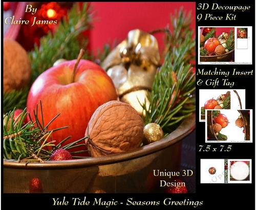 Yule Tide Magic - Christmas Munchies - 3D Decoupage Unique Design kit + Insert & Gift Tag