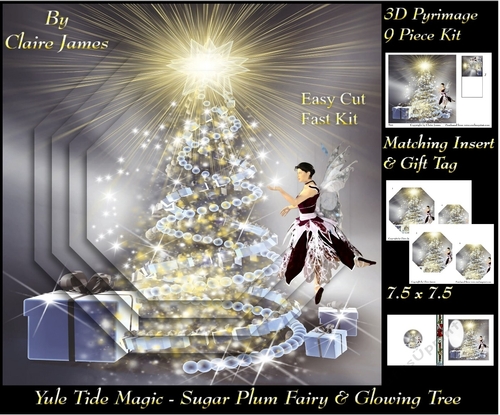 Yule Tide Magic - Sugar Plum Fairy & The Glowing Christmas Tree 7 - 3D Pyramid/pyrimage + Insert & Gift Tag