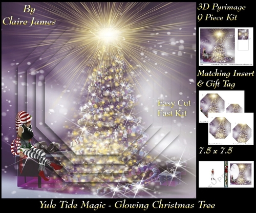 Yule Tide Magic - Sugar Plum Fairy & The Glowing Christmas Tree 8 - 3D Pyramid/pyrimage + Insert & Gift Tag