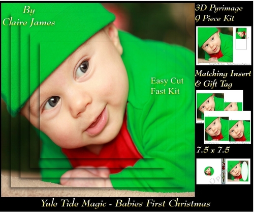 Yule Tide Magic - Festive Baby - 3D Pyramid/pyrimage + Insert & Gift Tag