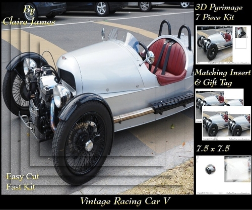 Sport - Vintage Racing Car 5 - 3D Pyrimage + Insert & Tag
