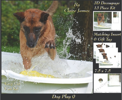 Furry Friends & Familiars - Dog Play 9 - Decoupage + Insert & Tag