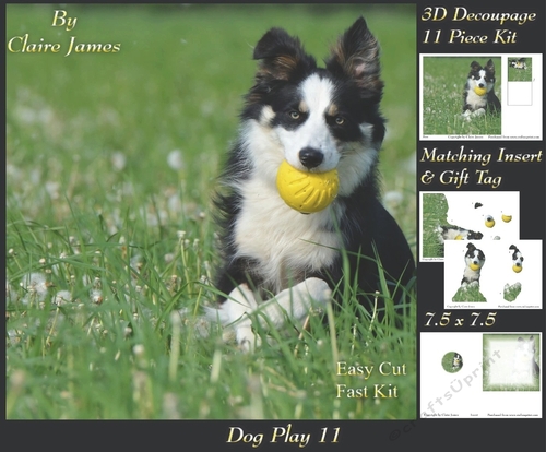 Furry Friends & Familiars - Dog Play 11 - Decoupage + Insert & Tag