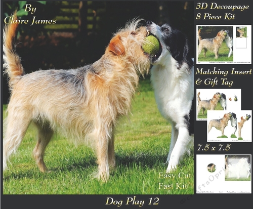 Furry Friends & Familiars - Dog Play 12 - Decoupage + Insert & Tag
