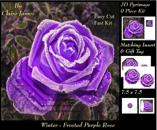 Winter - Frosted Purple Rose - Pyrimage/pyramid + Insert & Tag
