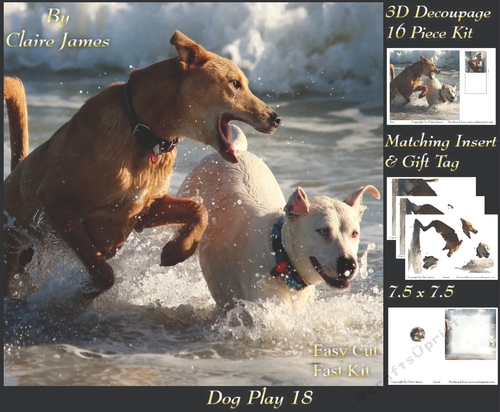 Furry Friends & Familiars - Dog Play 18 - Decoupage + Insert & Tag