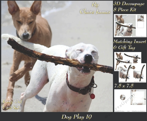 Furry Friends & Familiars - Dog Play 19 - Decoupage + Insert & Tag