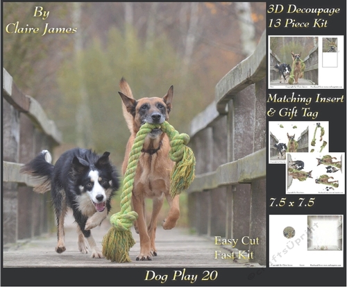 Furry Friends & Familiars - Dog Play 20 - Decoupage + Insert & Tag