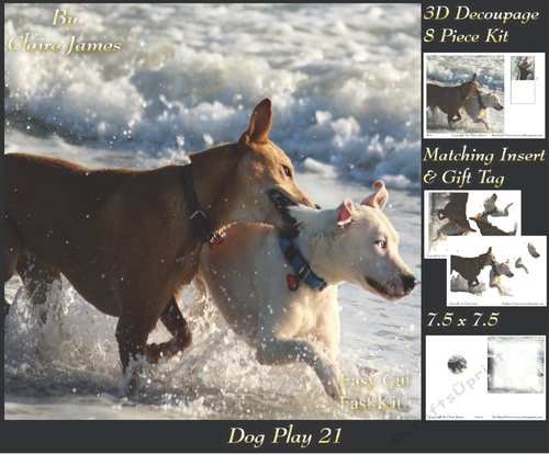 Furry Friends & Familiars - Dog Play 21 - Decoupage + Insert & Tag
