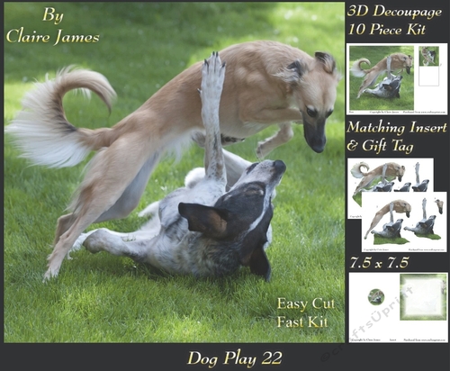 Furry Friends & Familiars - Dog Play 22 - Decoupage + Insert & Tag