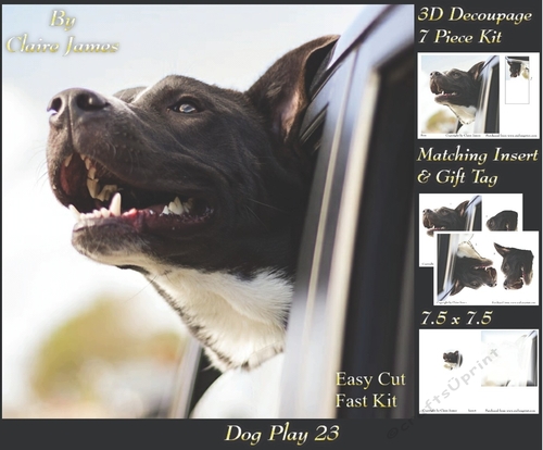 Furry Friends & Familiars - Dog Play 23 - Decoupage + Insert & Tag