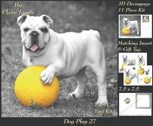 Furry Friends & Familiars - Dog Play 27 - Decoupage + Insert & Tag