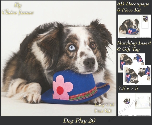 Furry Friends & Familiars - Dog Play 29 - Decoupage + Insert & Tag