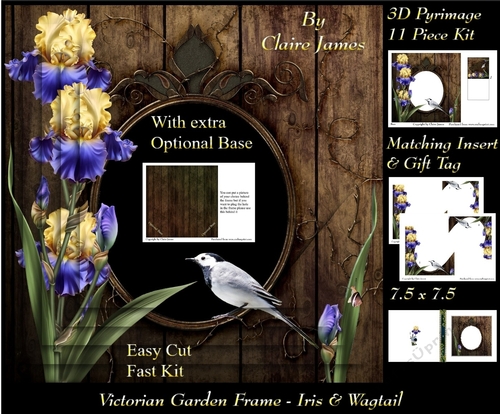 Victorian Secret Garden - Iris & Wagtail Frame & Card Kit Pyrimage/Pyramid + Insert & Tag