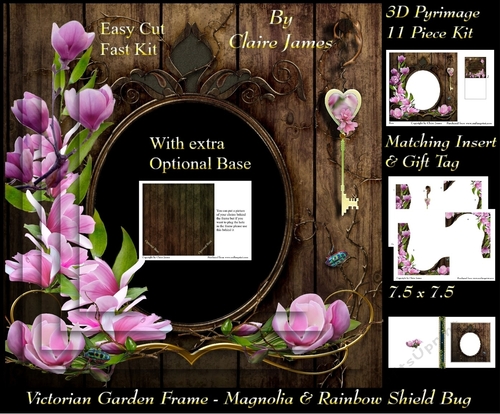 Victorian Secret Garden - Magnolia & Rainbow Shield Bug Frame & Card Kit Pyrimage/Pyramid + Insert & Tag