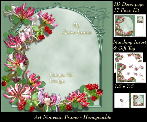 Art Nouveau - Honeysuckle Card Kit Special 3D Decoupage + Insert & Tag
