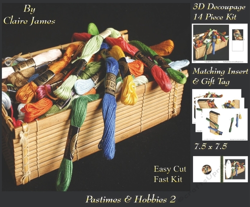 Past Times & Hobbies - Box of Silks - 3D Decoupage + Insert & Tag