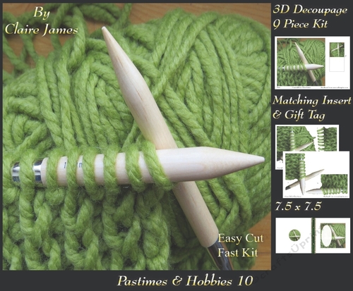 Past Times & Hobbies - Knitting - 3D Decoupage + Insert & Tag