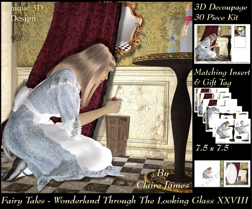 Fairy Tales - Wonderland Through The Looking Glass 28 - Special 3D Decoupage + Insert & Tag