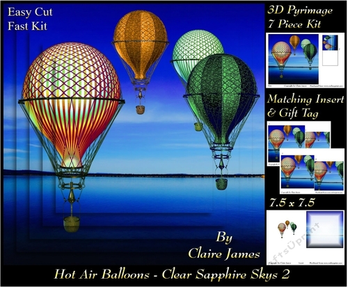 Hot Air Balloons - Balloon Flight Clear Saphire Skys 2 - Pyrimage/Pyramid + Insert & Tag