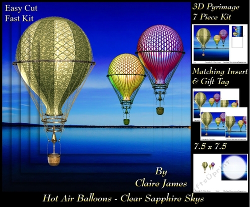 Hot Air Balloons - Balloon Flight Clear Saphire Skys - Pyrimage/Pyramid + Insert & Tag