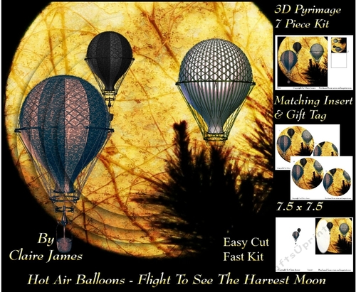 Hot Air Balloons - Flight To See The Harvest Moon - Pyrimage/Pyramid + Insert & Tag