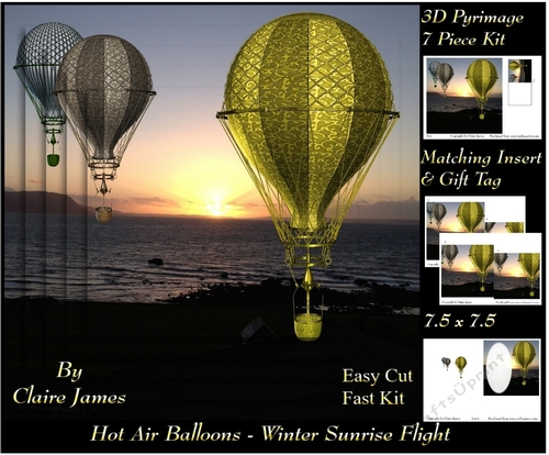 Hot Air Balloons - Winter Sunrise Flight - Pyrimage/Pyramid + Insert & Tag
