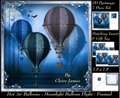 Hot Air Balloons - Moonlight Balloon Flight Framed - Pyrimage/Pyramid + Insert & Tag