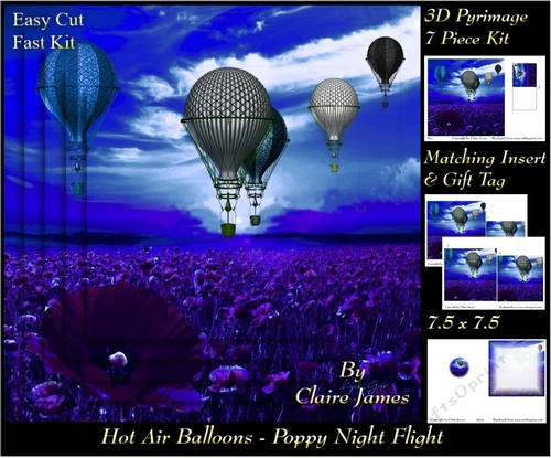 Hot Air Balloons - Poppy Night Flight - Pyrimage/Pyramid + Insert & Tag