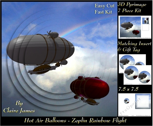 Hot Air Balloons - Zeplin Rainbow Flight - Pyrimage/Pyramid + Insert & Tag