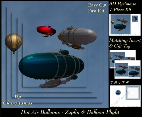 Hot Air Balloons - Zeplin & Balloon Flight - Pyrimage/Pyramid + Insert & Tag