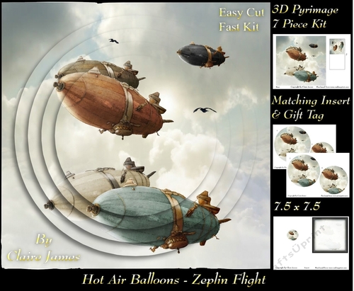 Hot Air Balloons - Zeplin Balloon Flight - Pyrimage/Pyramid + Insert & Tag