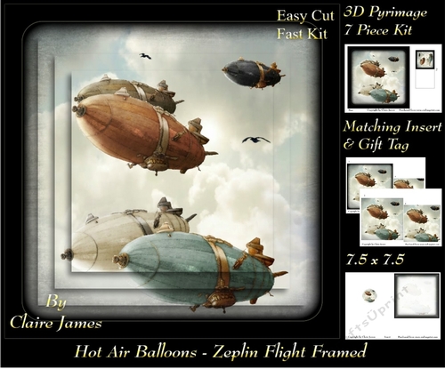 Hot Air Balloons - Zeplin Balloon Flight Framed - Pyrimage/Pyramid + Insert & Tag