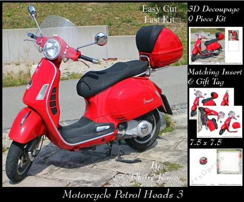 Motorcycle Petrol Heads 3 -  Decoupage +insert & Tag
