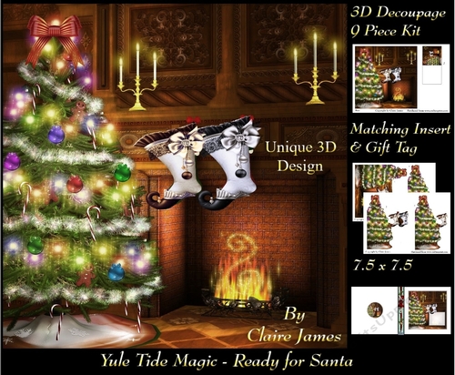 Yule Tide Magic - Ready For Santa 2 - 3D Decoupage kit + Insert & Gift Tag