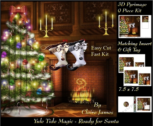 Yule Tide Magic - Ready For Santa 2 - 3D Pyramid/pyrimage + Insert & Gift Tag