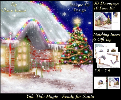 Yule Tide Magic - Ready For Santa 4 - 3D Decoupage kit + Insert & Gift Tag