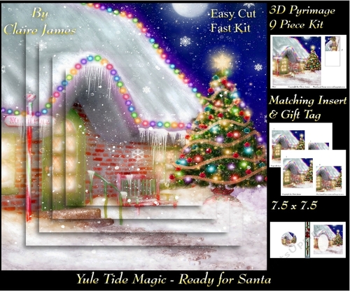 Yule Tide Magic - Ready For Santa 4 - 3D Pyramid/pyrimage + Insert & Gift Tag