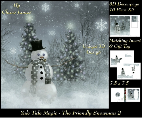 Yule Tide Magic - Christmas Cottage - 3D Decoupage kit + Insert & Gift Tag