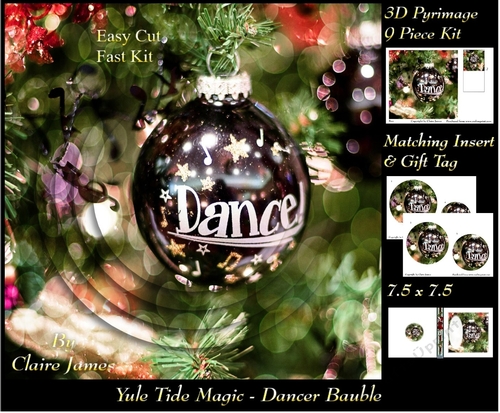 Yule Tide Magic - Dancer Bauble - 3D Pyramid/pyrimage + Insert & Gift Tag