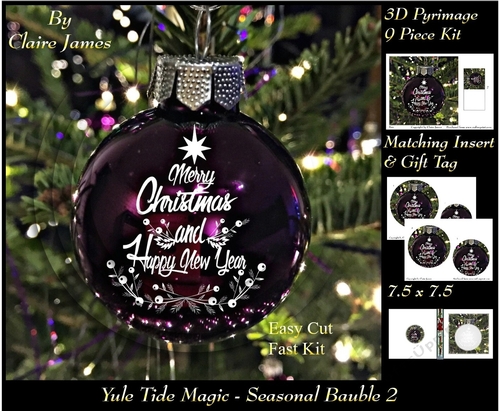 Yule Tide Magic - Seasonal Bauble 2 - 3D Pyramid/pyrimage + Insert & Gift Tag
