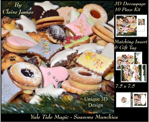 Yule Tide Magic - Seasons Munchies - 3D Decoupage kit + Insert & Gift Tag