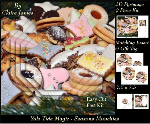 Yule Tide Magic - Seasons Munchies - 3D Pyramid/pyrimage + Insert & Gift Tag