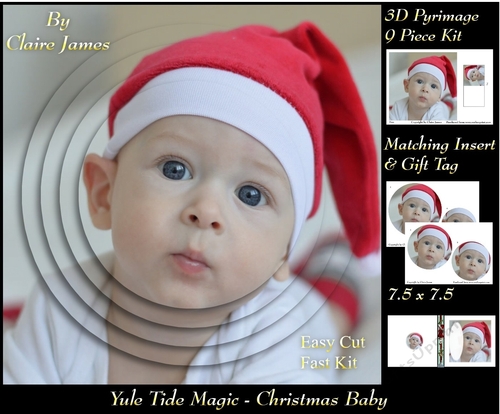 Yule Tide Magic - Christmas Baby - 3D Pyramid/pyrimage + Insert & Gift Tag