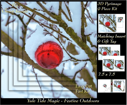 Yule Tide Magic - Festive Outdoors - 3D Pyramid/pyrimage + Insert & Gift Tag