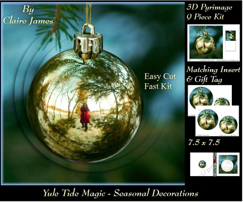 Yule Tide Magic - Seasonal Decorations 2 - 3D Pyramid/pyrimage + Insert & Gift Tag
